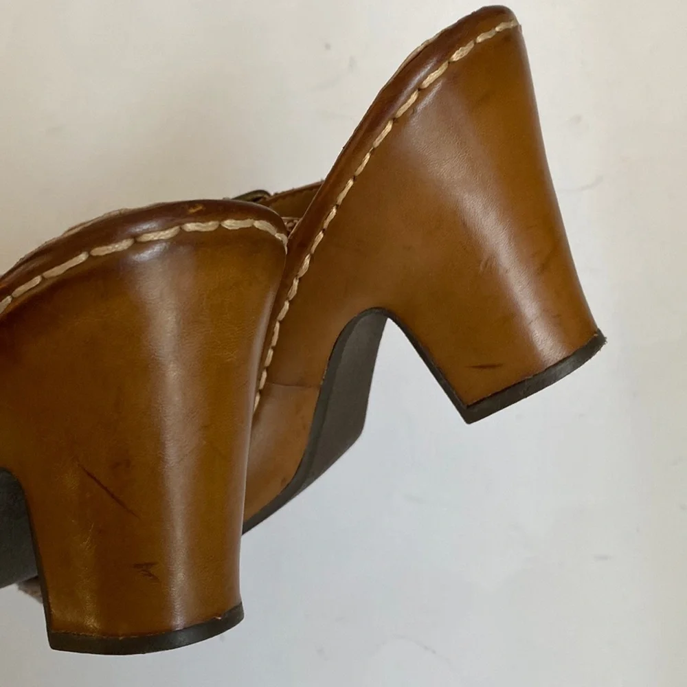 Women's Sonoma Natural Daunt Tan Wedge‎ Peep Toe Sandals with Buckle, Size 7.5M